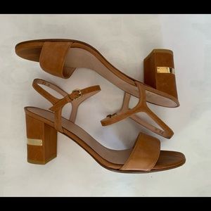 Stuart Weitzman size 9.5 cognac brass plated sandal